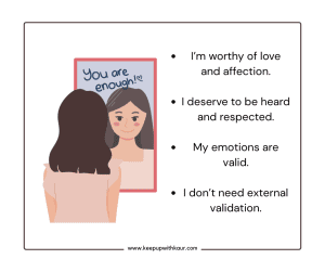 Girl practicing affirmations for self-love